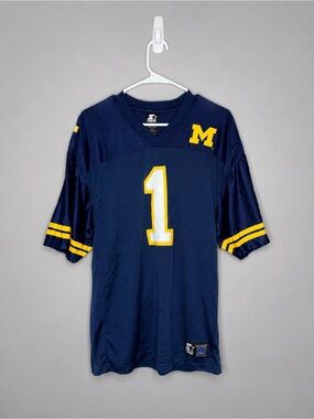 Starter University of Michigan Wolverines #1 Football Jersey Men’s Medium Blue